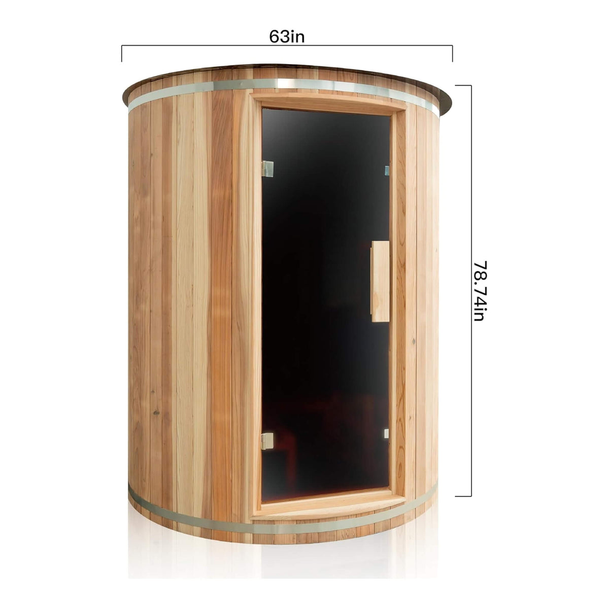 Barcelona Premium 78-Inch 4-Person Cedar Wood Outdoor Vertical Barrel Sauna | 6KW Heater | LED Lights & Stones