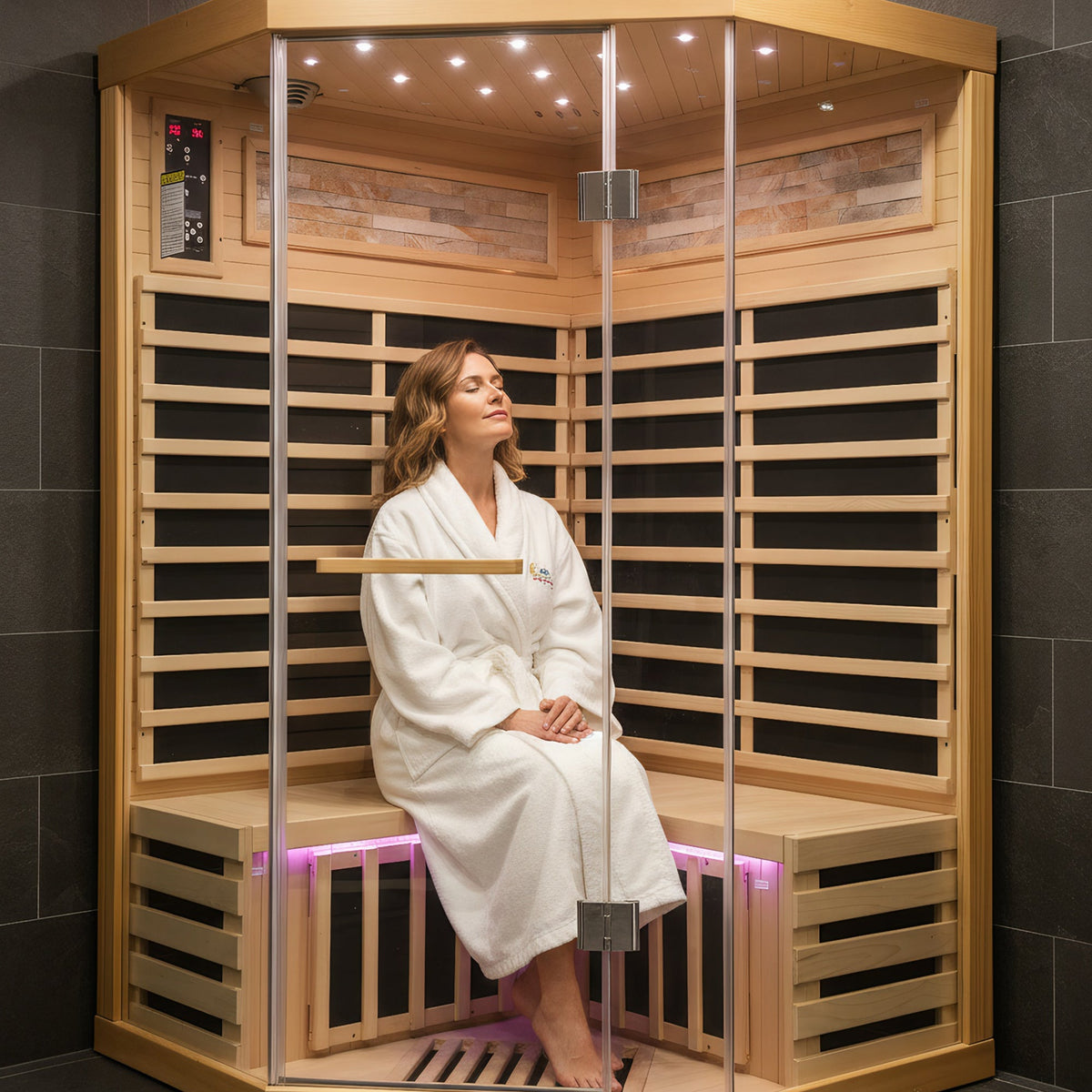 2-Person Canadian Hemlock Sauna with 7 Carbon Heating Plates