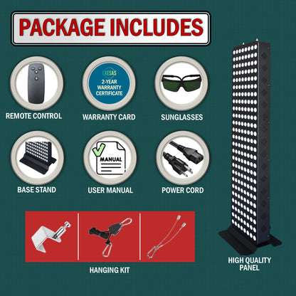 EXESAS Full-Body LED Light Panel | 200 Dual-Chip LEDs | 630nm, 660nm, 810nm & 850nm