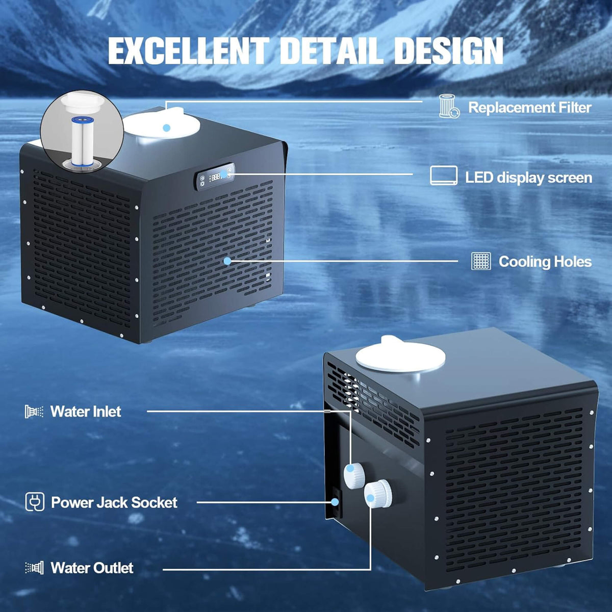 1/3HP Foldable Cold Plunge Tub With Smart Ice Bath Water Chiller