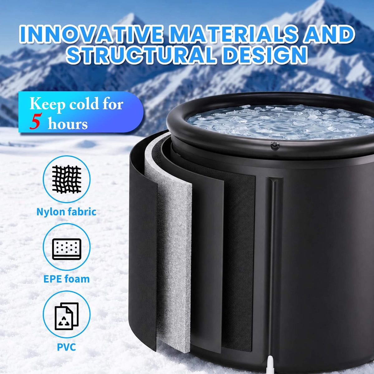 1/3HP Foldable Cold Plunge Tub With Smart Ice Bath Water Chiller