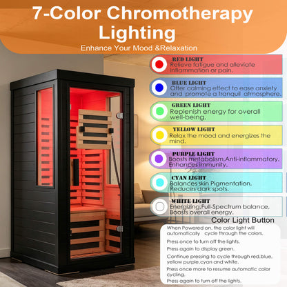 2-Person Low EMF Indoor Infrared Sauna With Red Light Therapy