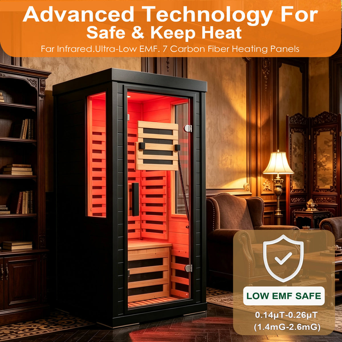 2-Person Low EMF Indoor Infrared Sauna With Red Light Therapy
