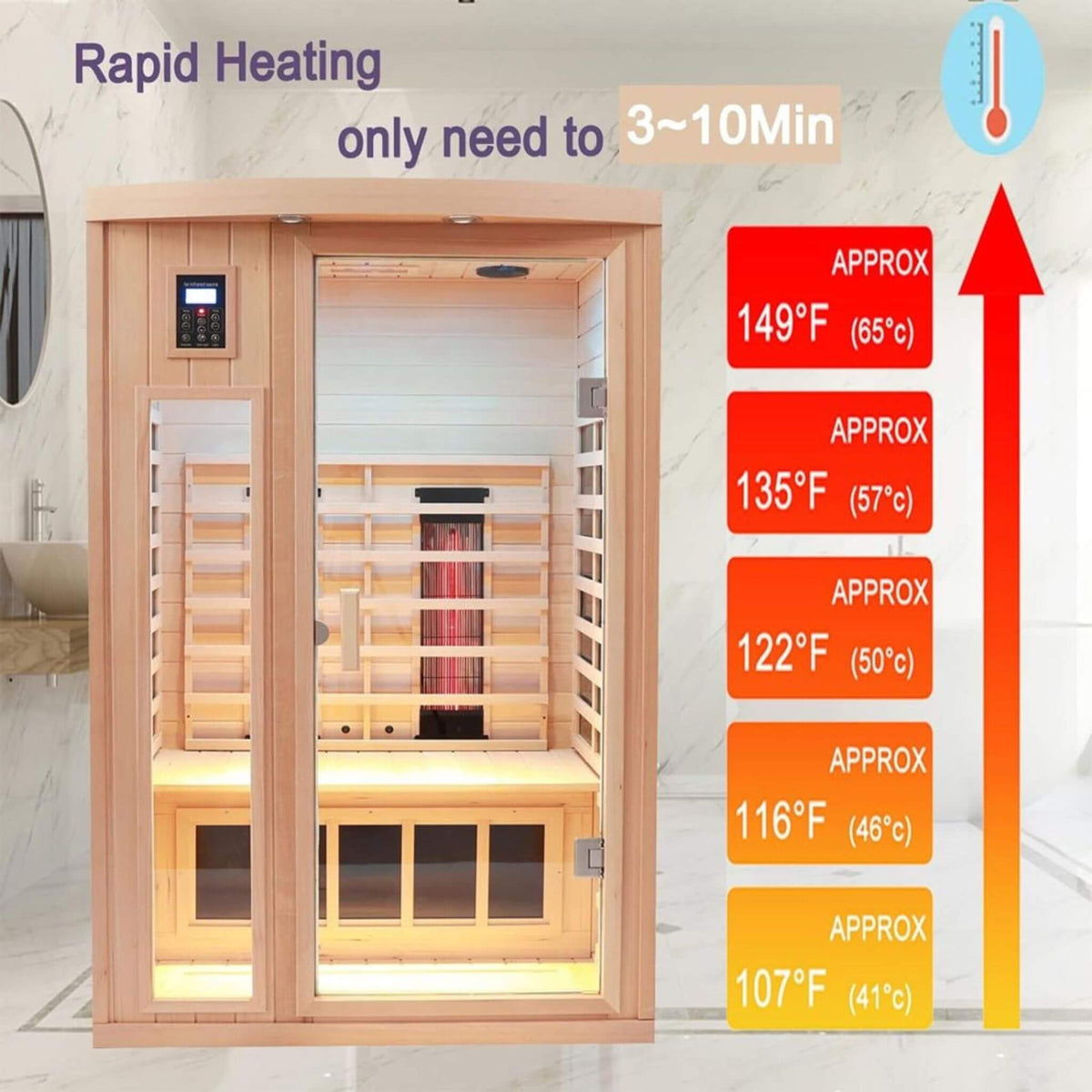 Orien Premium 2-Person Low EMF Far-Infrared Sauna With Ceramic Heaters | 1,760W