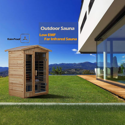 Vexa Luxury 2-Person Outdoor Low EMF Hemlock Infrared Sauna With Bluetooth & Chromotherapy Light