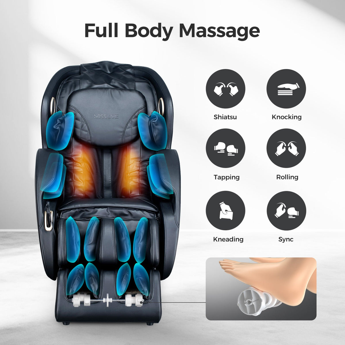 BOSSCARE 3D Zero Gravity Massage Chair with Voice Control, App & Heat