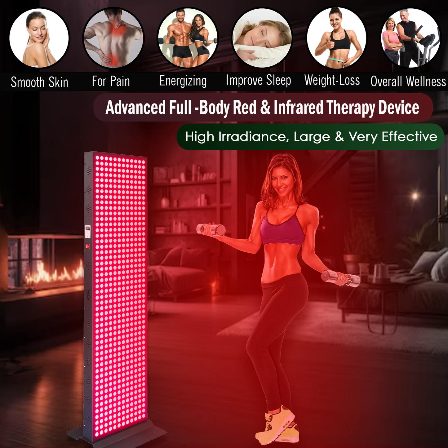 EXESAS Full-Body LED Light Panel | 600 Dual-Chip LEDs | 630nm, 660nm, 810nm & 850nm