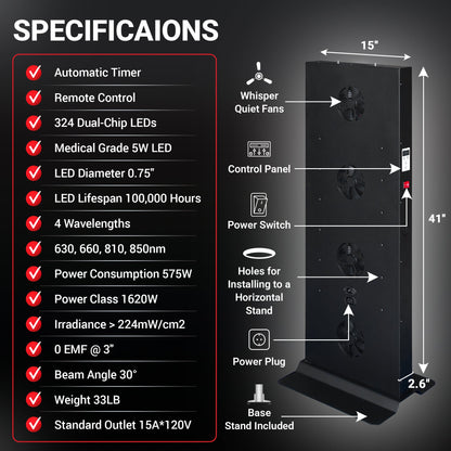 EXESAS Full-Body Red & Near-Infrared LED Panel | 324 LEDs | Four Wavelengths | Remote Included