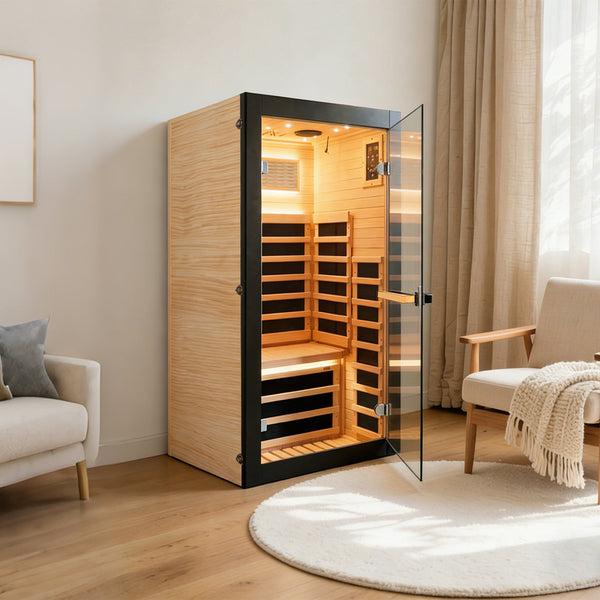 1-Person Chilean Pine Sauna Cabin with 8 Heating Plates