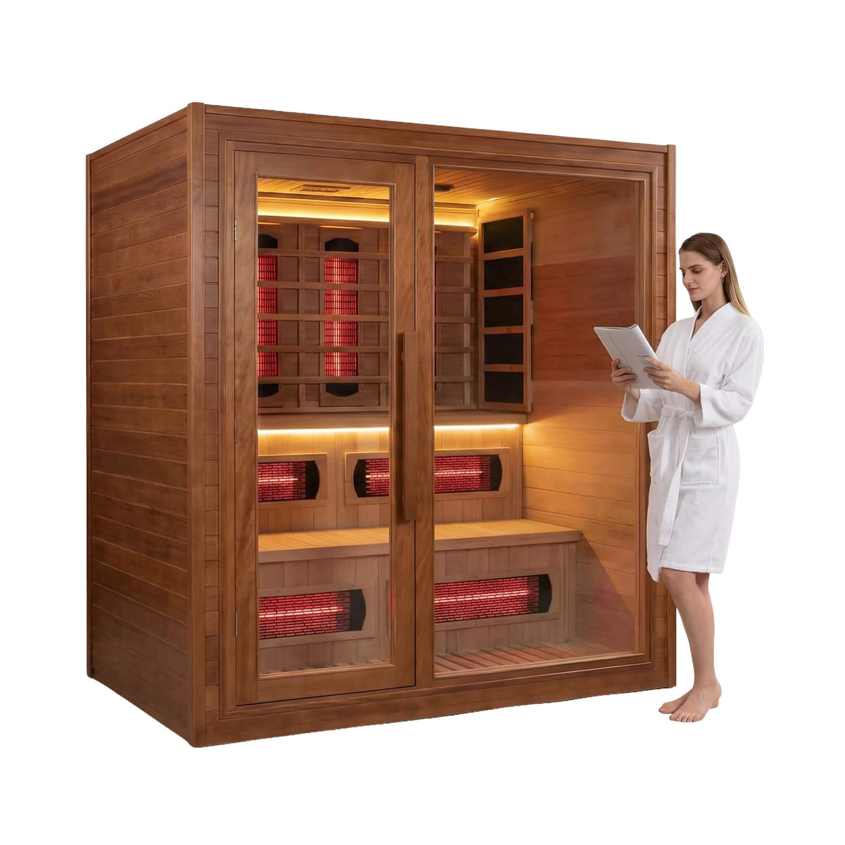 Elvaria 4-Person Indoor Canadian Red Cedar Infrared & Steam Sauna With 6KW Harvia Heater