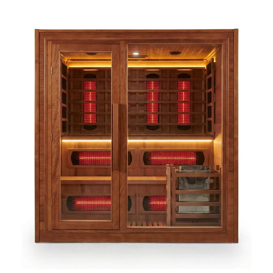 Elvaria 4-Person Indoor Canadian Red Cedar Infrared & Steam Sauna With 6KW Harvia Heater
