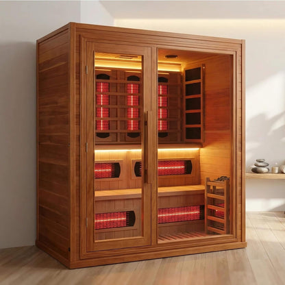Elvaria 4-Person Indoor Canadian Red Cedar Infrared & Steam Sauna With 6KW Harvia Heater