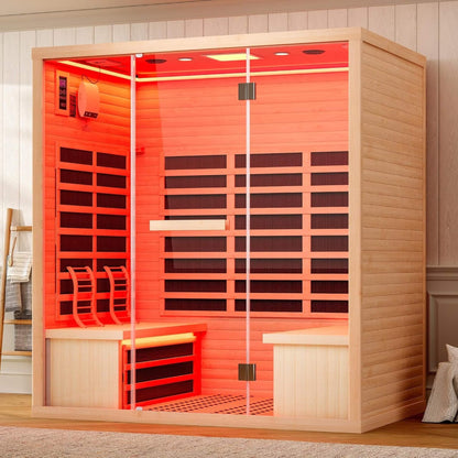 Seville 4-Person Low EMF Canadian Hemlock Infrared Sauna With Bluetooth