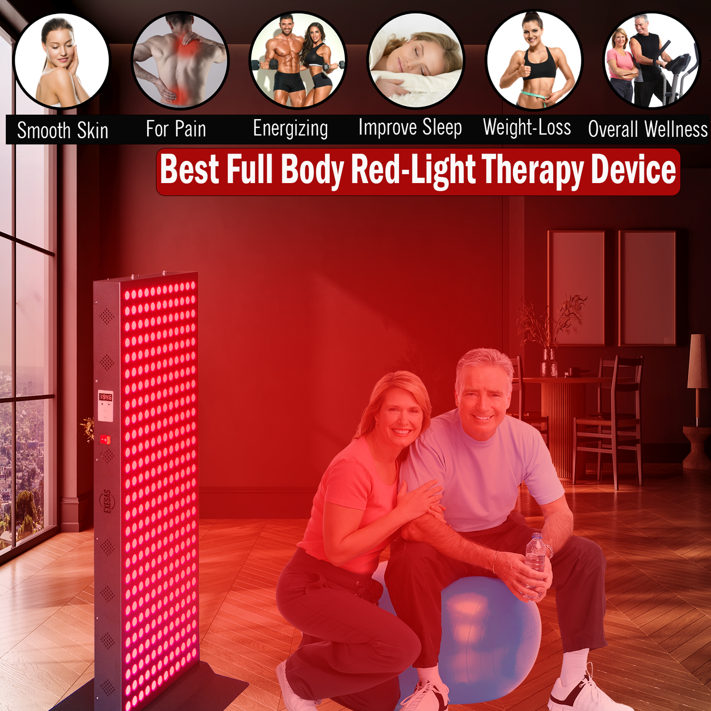 EXESAS Full-Body Red & Near-Infrared LED Panel | 324 LEDs | Four Wavelengths | Remote Included
