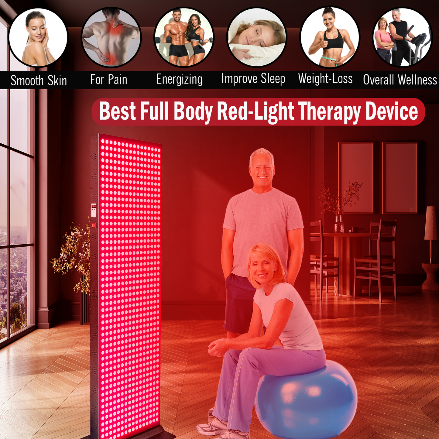 EXESAS Full-Body LED Light Panel | 800 Dual-Chip LEDs | 630nm, 660nm, 810nm & 850nm