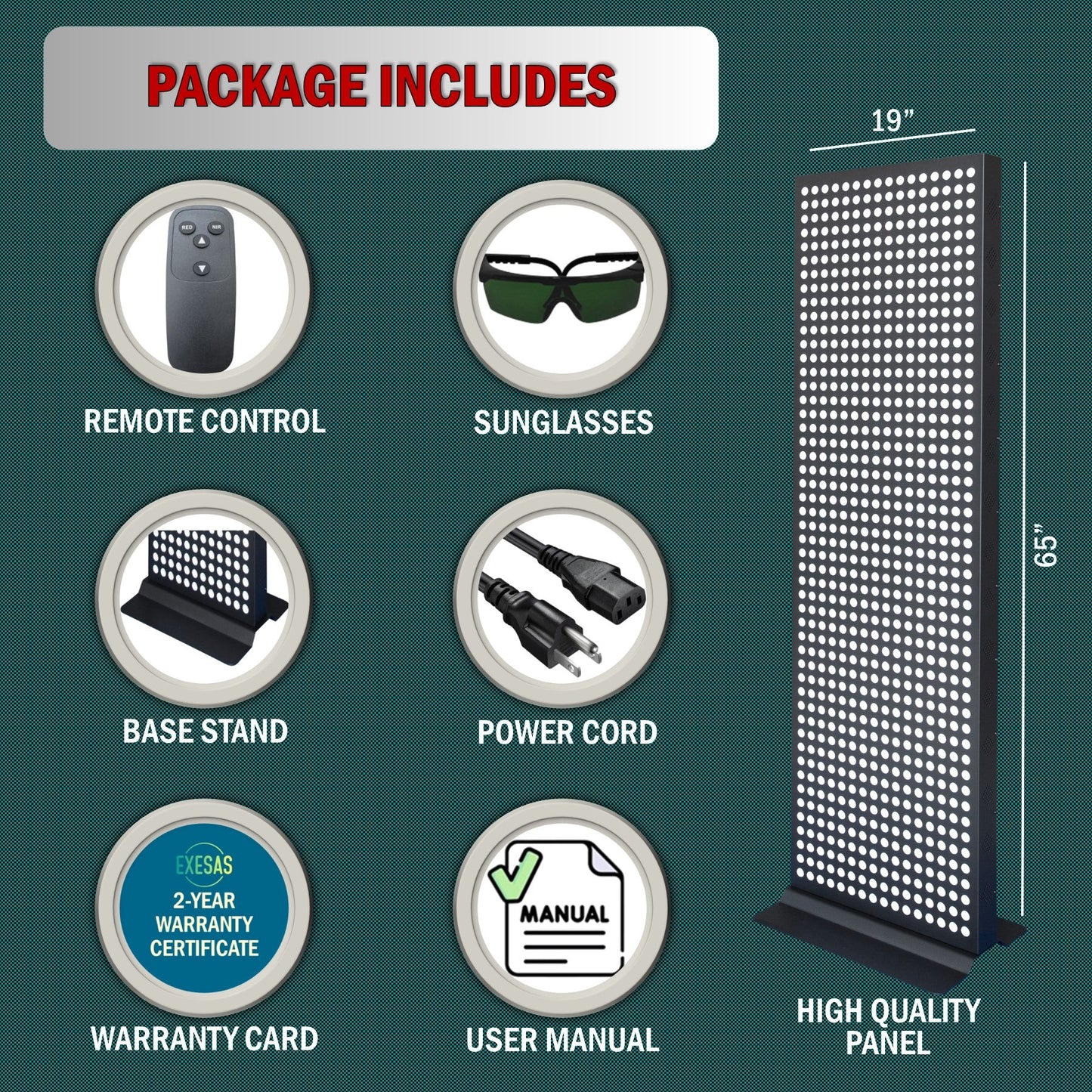 EXESAS Full-Body LED Light Panel | 800 Dual-Chip LEDs | 630nm, 660nm, 810nm & 850nm