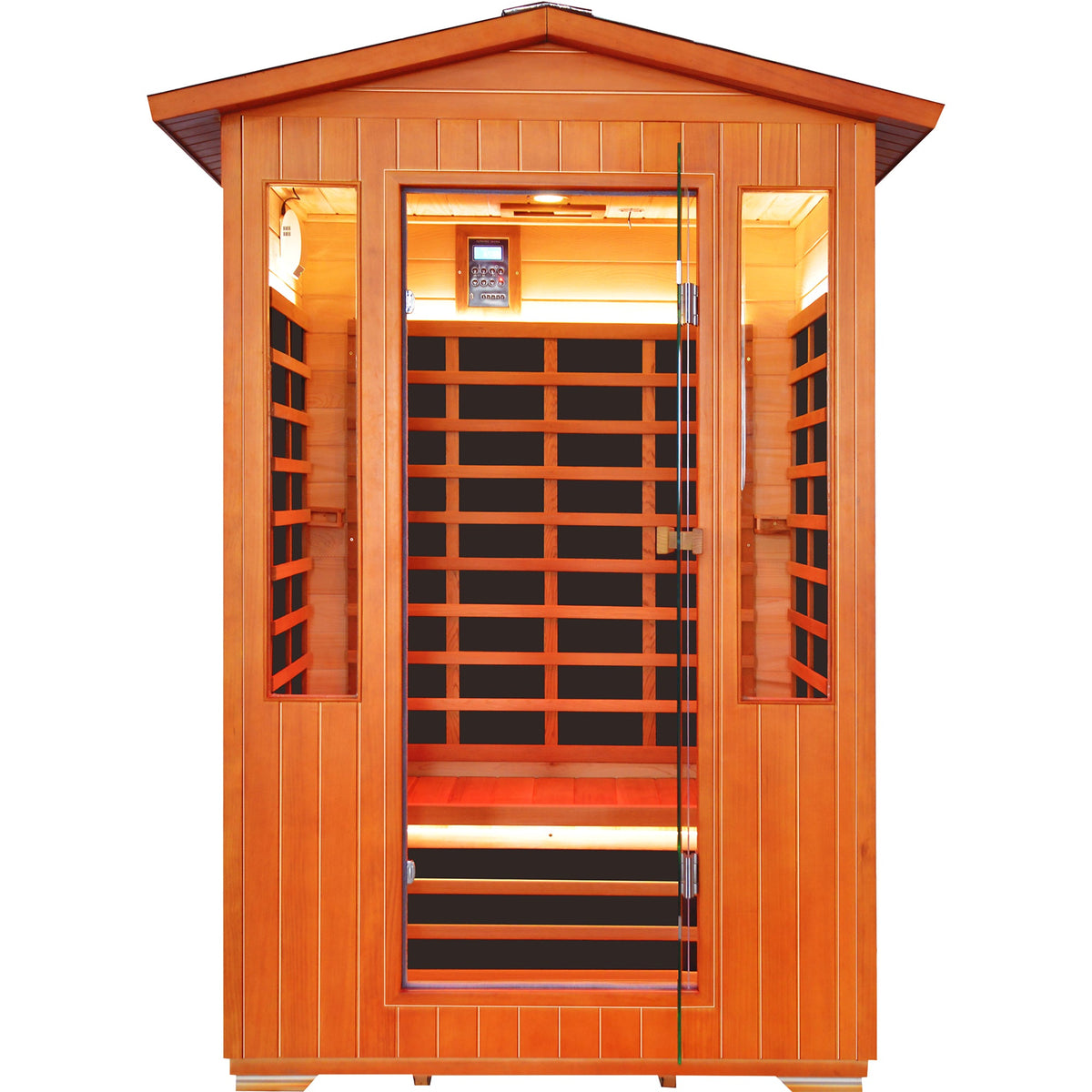 2-Person Outdoor Sauna | 2,000W Heating | Fir & Red Cedar Wood | LED Lighting