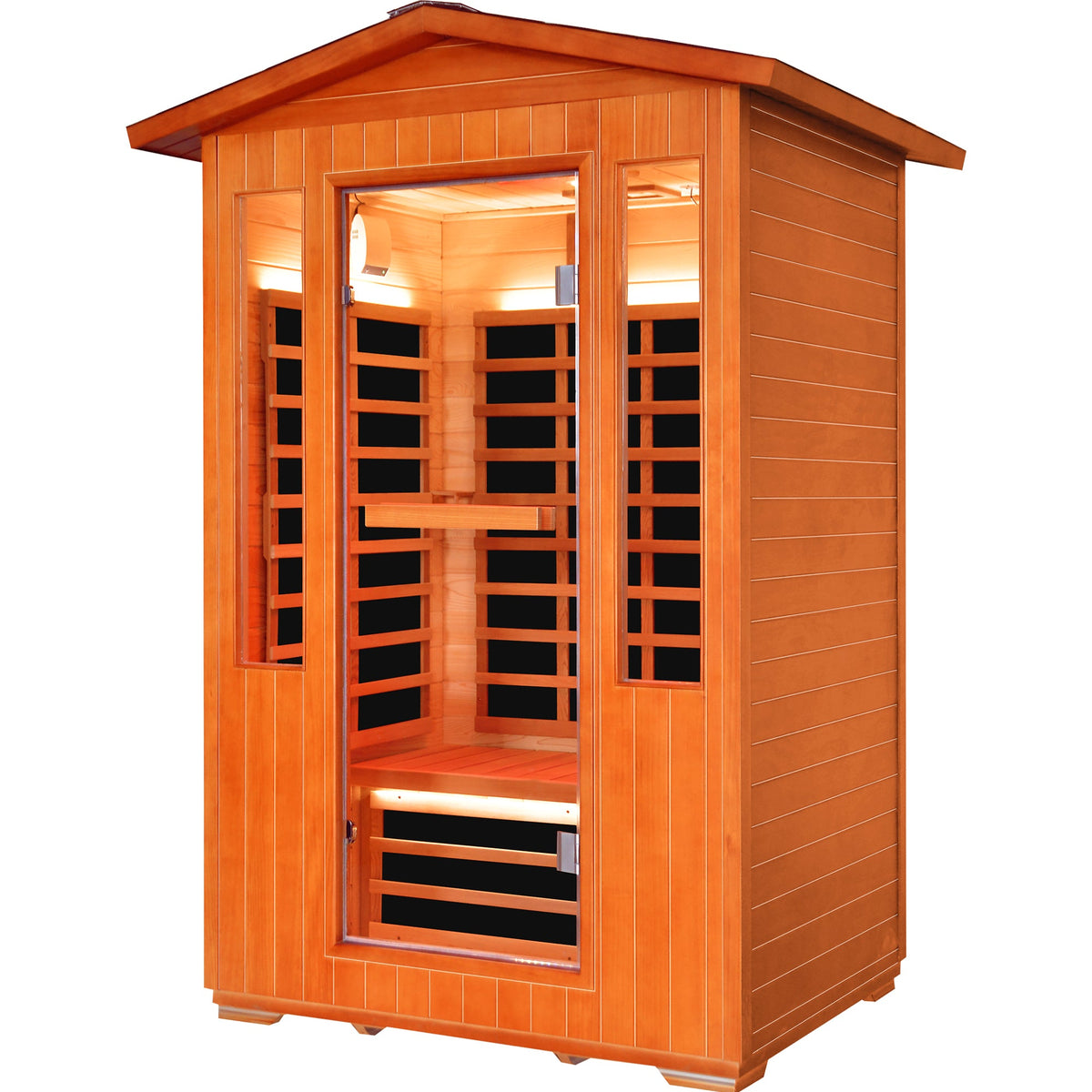 2-Person Outdoor Sauna | 2,000W Heating | Fir & Red Cedar Wood | LED Lighting