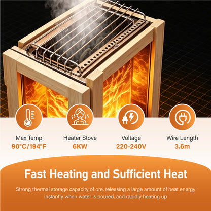 6000W Outdoor Traditional Steam Sauna | Cedar Wood | Up to 4 People