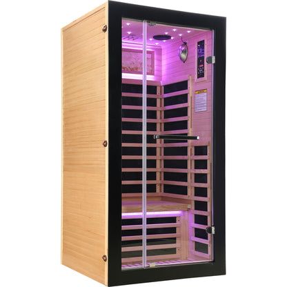 HOSAUNA 1-Person Hemlock Sauna with Starlight Ceiling