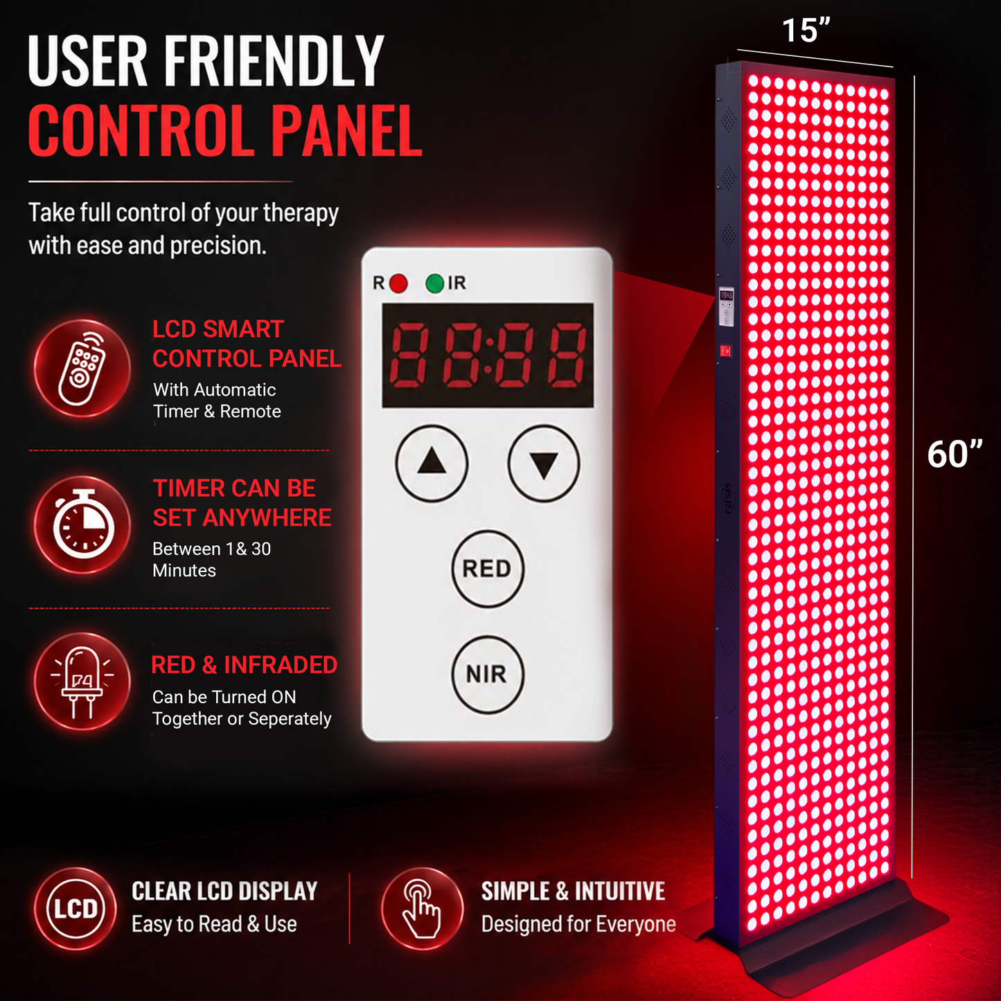 EXESAS Full-Body LED Light Panel | 600 Dual-Chip LEDs | 630nm, 660nm, 810nm & 850nm