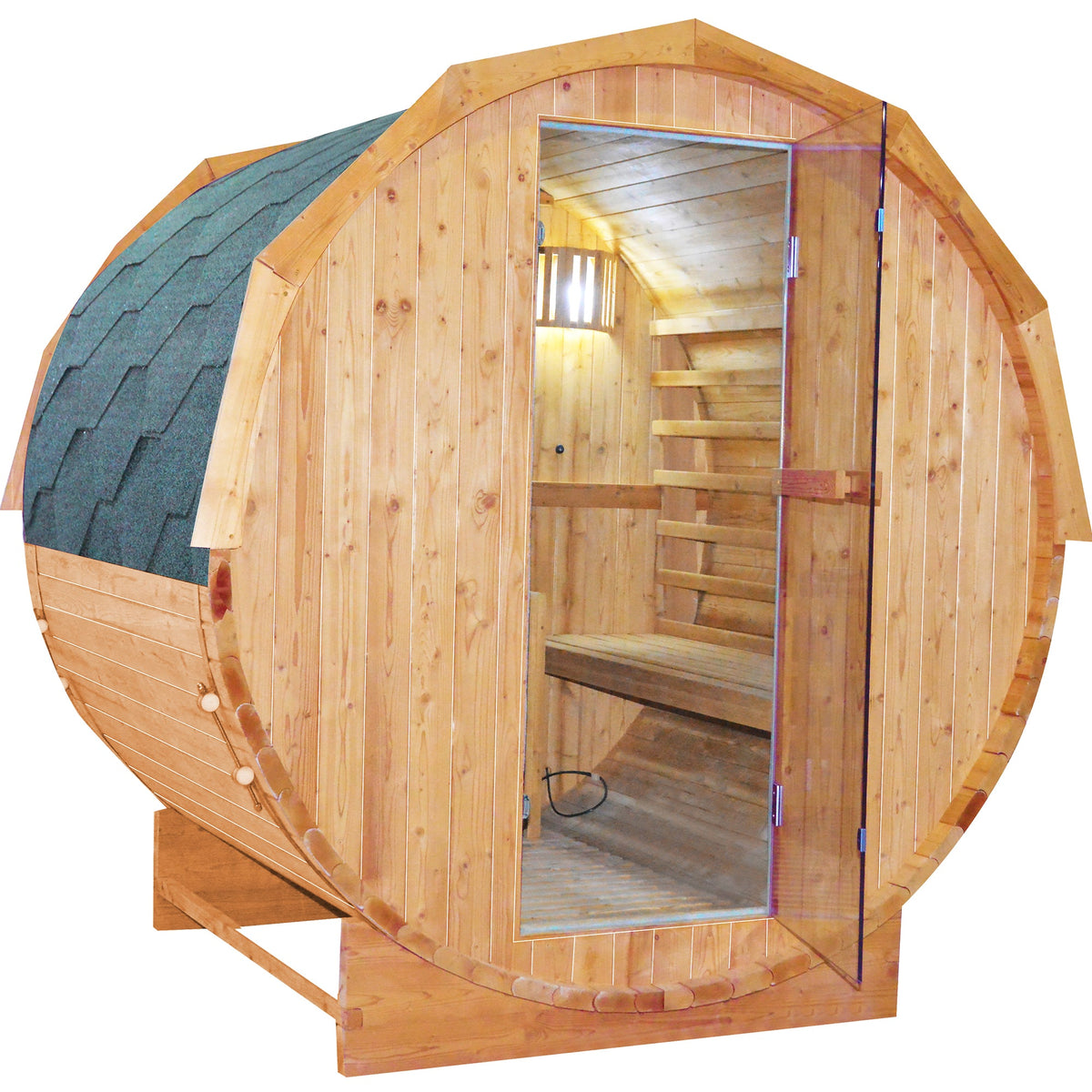 HOSAUNA Outdoor 2-4 Person Premium Barrel Sauna