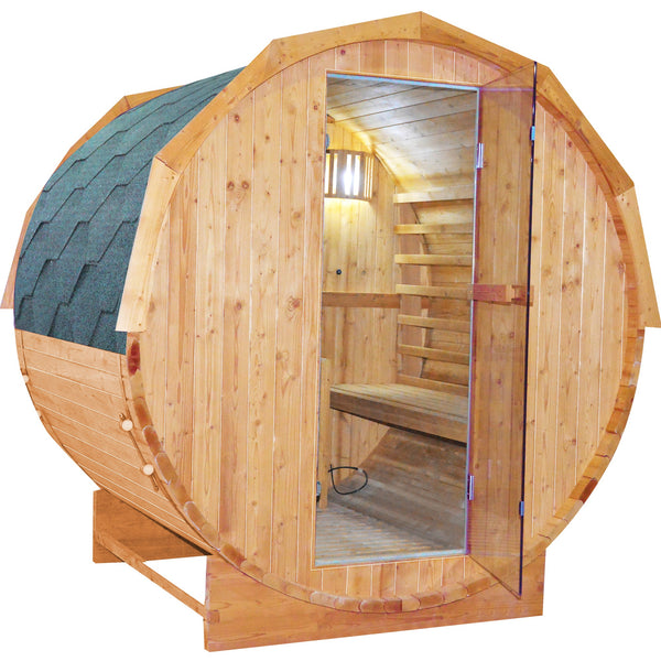 HOSAUNA Outdoor 2-4 Person Premium Barrel Sauna