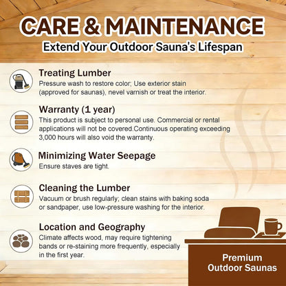 Barcelona Premium 78-Inch 4-Person Cedar Wood Outdoor Vertical Barrel Sauna | 6KW Heater | LED Lights & Stones