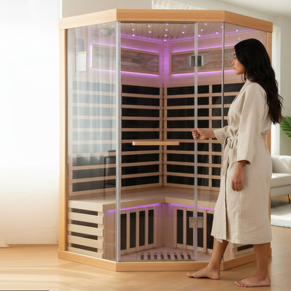 2-Person Canadian Hemlock Sauna with 7 Carbon Heating Plates