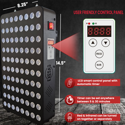 EXESAS LED Light Panel | 80 Dual-Chip LEDs | 660nm & 850nm | Base Stand Included