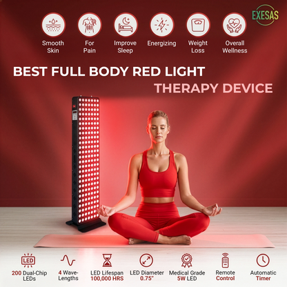 EXESAS Full-Body LED Light Panel | 200 Dual-Chip LEDs | 630nm, 660nm, 810nm & 850nm