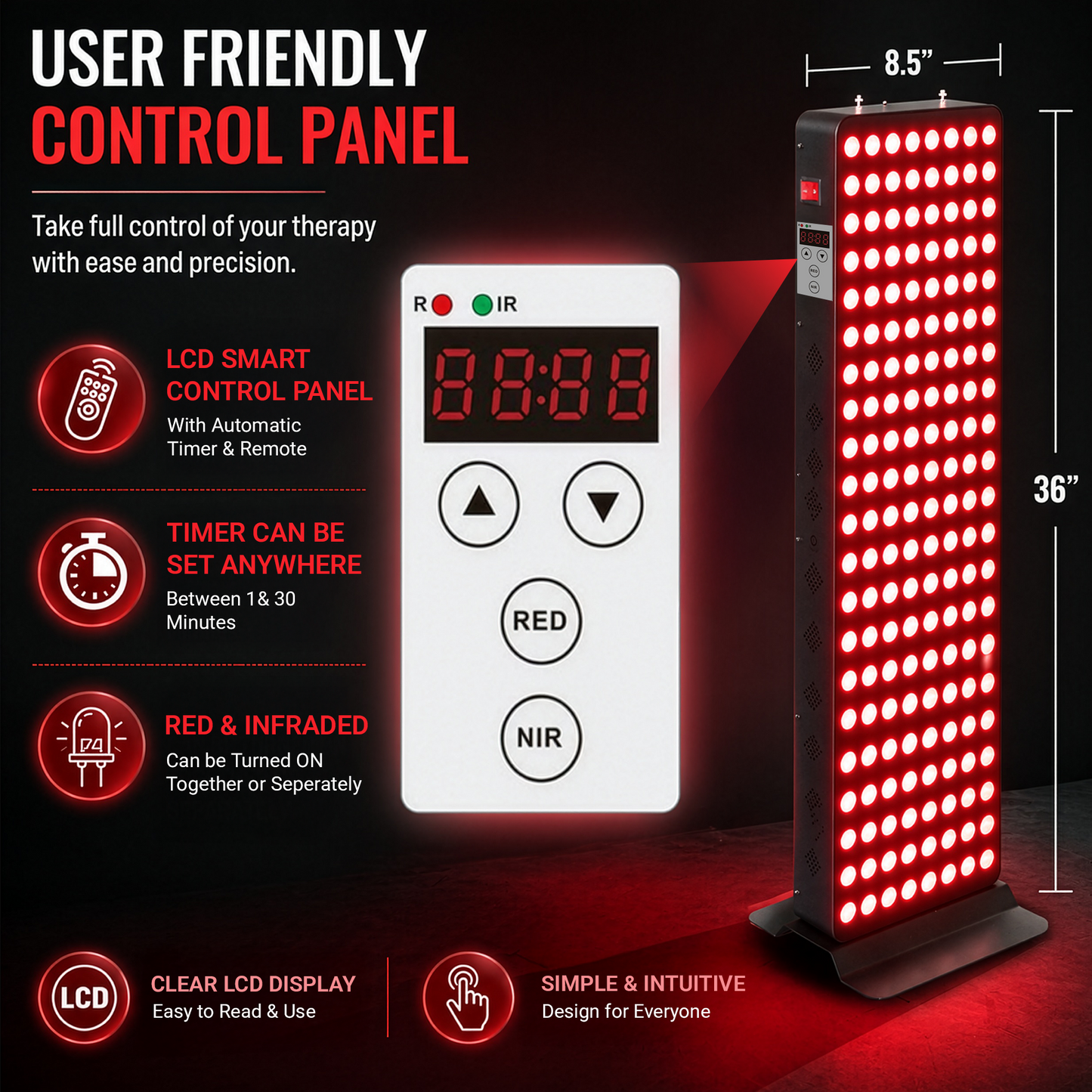 EXESAS Full-Body LED Light Panel | 200 Dual-Chip LEDs | 630nm, 660nm, 810nm & 850nm