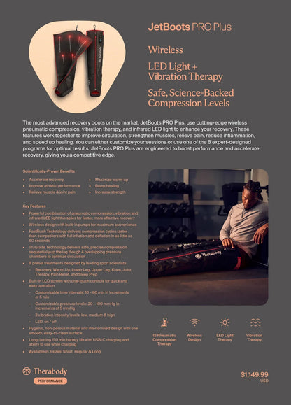 JetBoots PRO Plus | Wireless Compression Boots | 3-in-1 Therapy | FDA Cleared