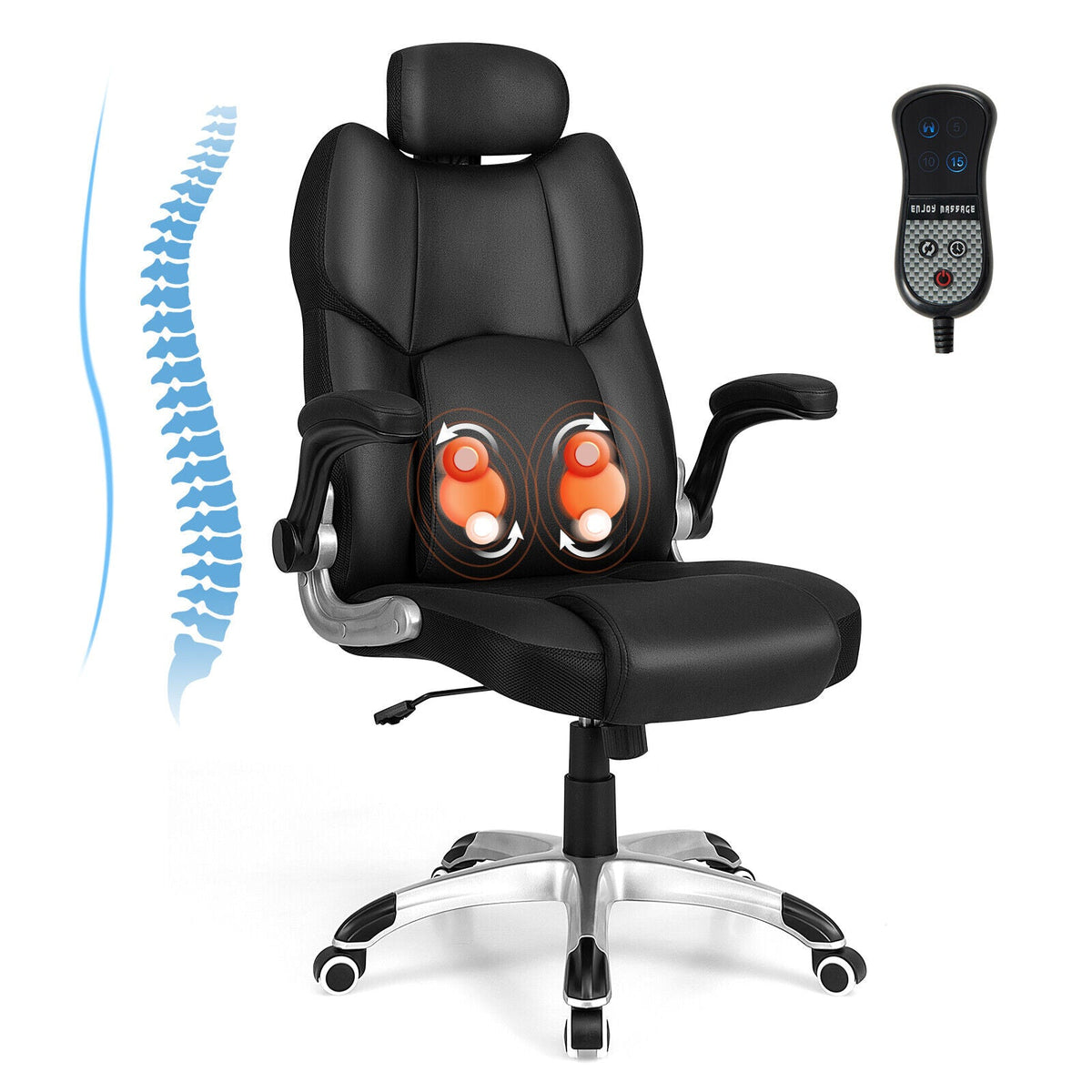 Kneading Massage Office Chair with Adjustable Headrest & Lumbar Support