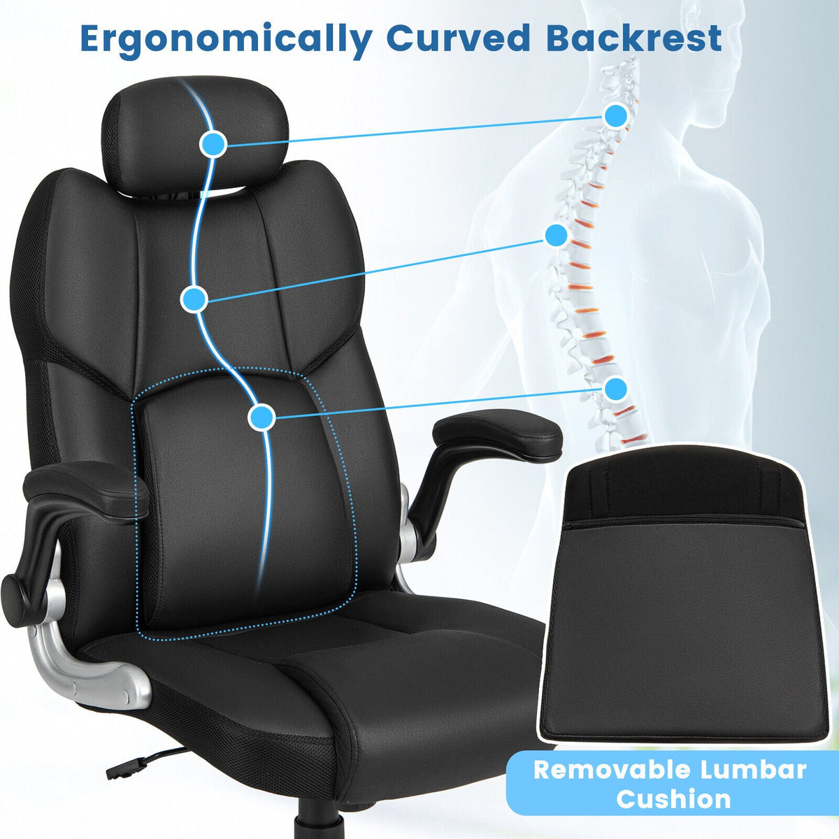 Kneading Massage Office Chair with Adjustable Headrest & Lumbar Support