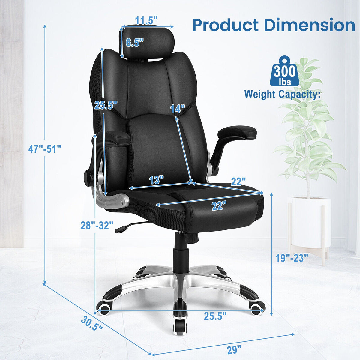 Kneading Massage Office Chair with Adjustable Headrest & Lumbar Support
