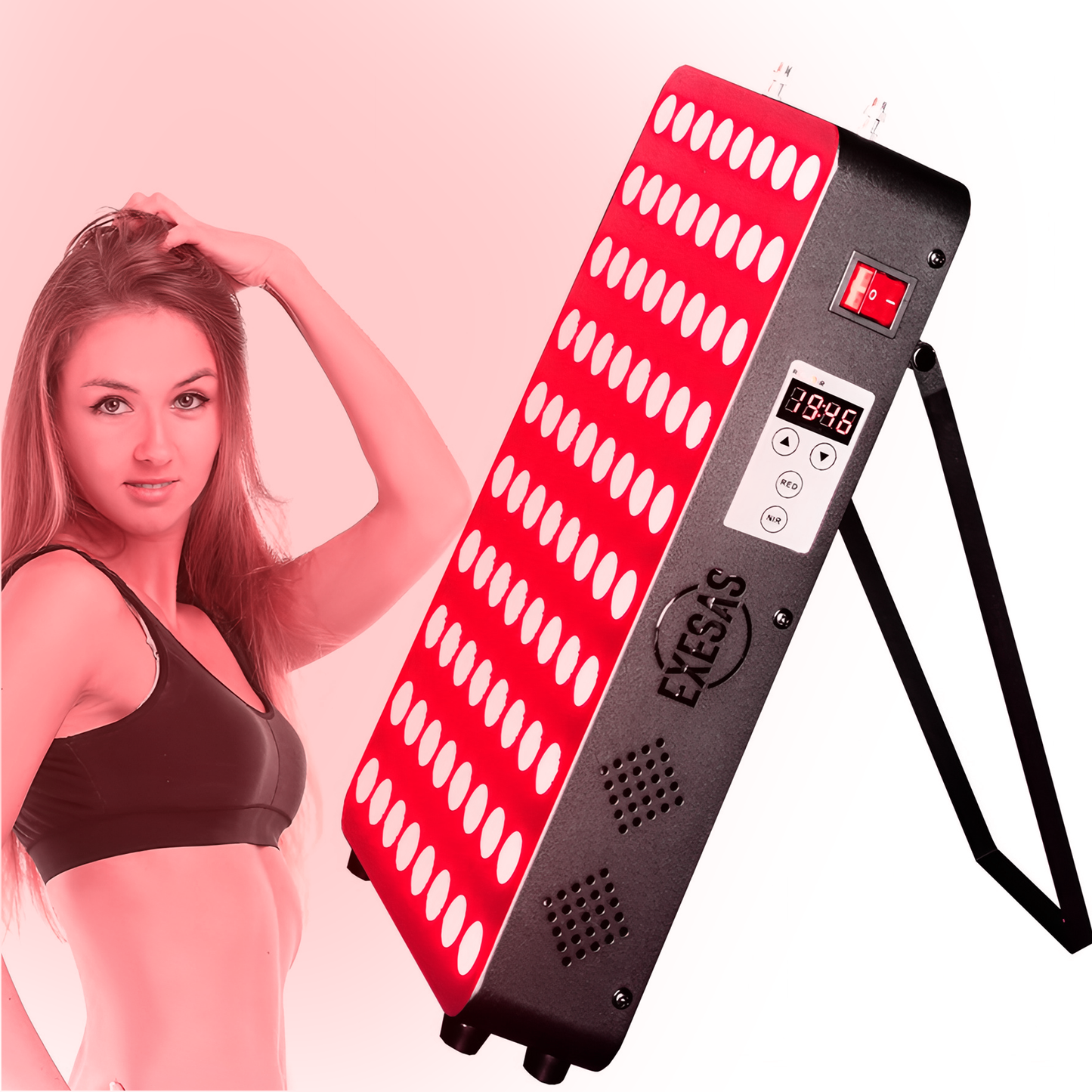 EXESAS LED Light Panel | 80 Dual-Chip LEDs | 660nm & 850nm | Base Stand Included