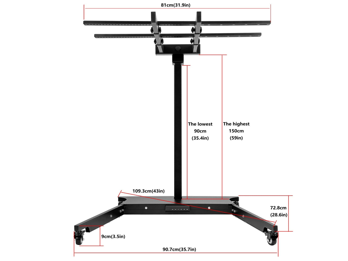 EXESAS Automatic Horizontal & Vertical Rolling Stand | Motorized Height Adjustment | Compatible with EXESAS LED Panels