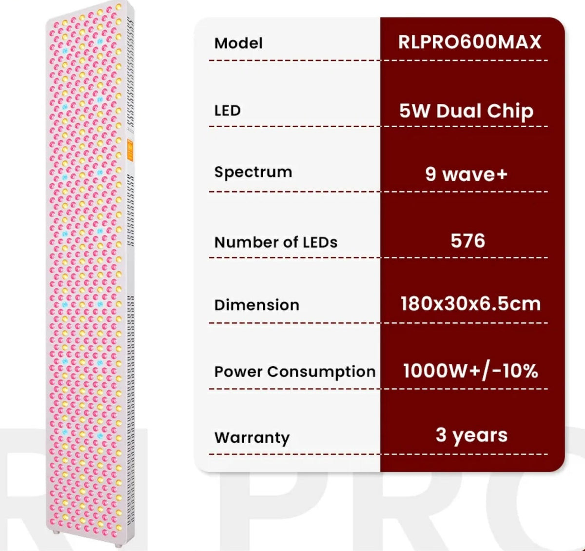 VitalGlow Pulse Full Body Red Light Therapy Panel | 576 Dual-Chip LEDs | 9 Wavelengths