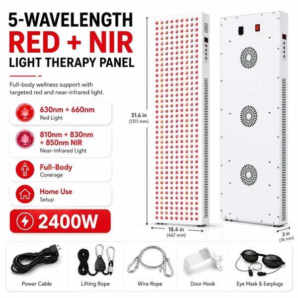 2400W Full-Body Red &amp; Near-Infrared Light Therapy Panel – 630nm, 660nm, 810nm, 830nm &amp; 850nm