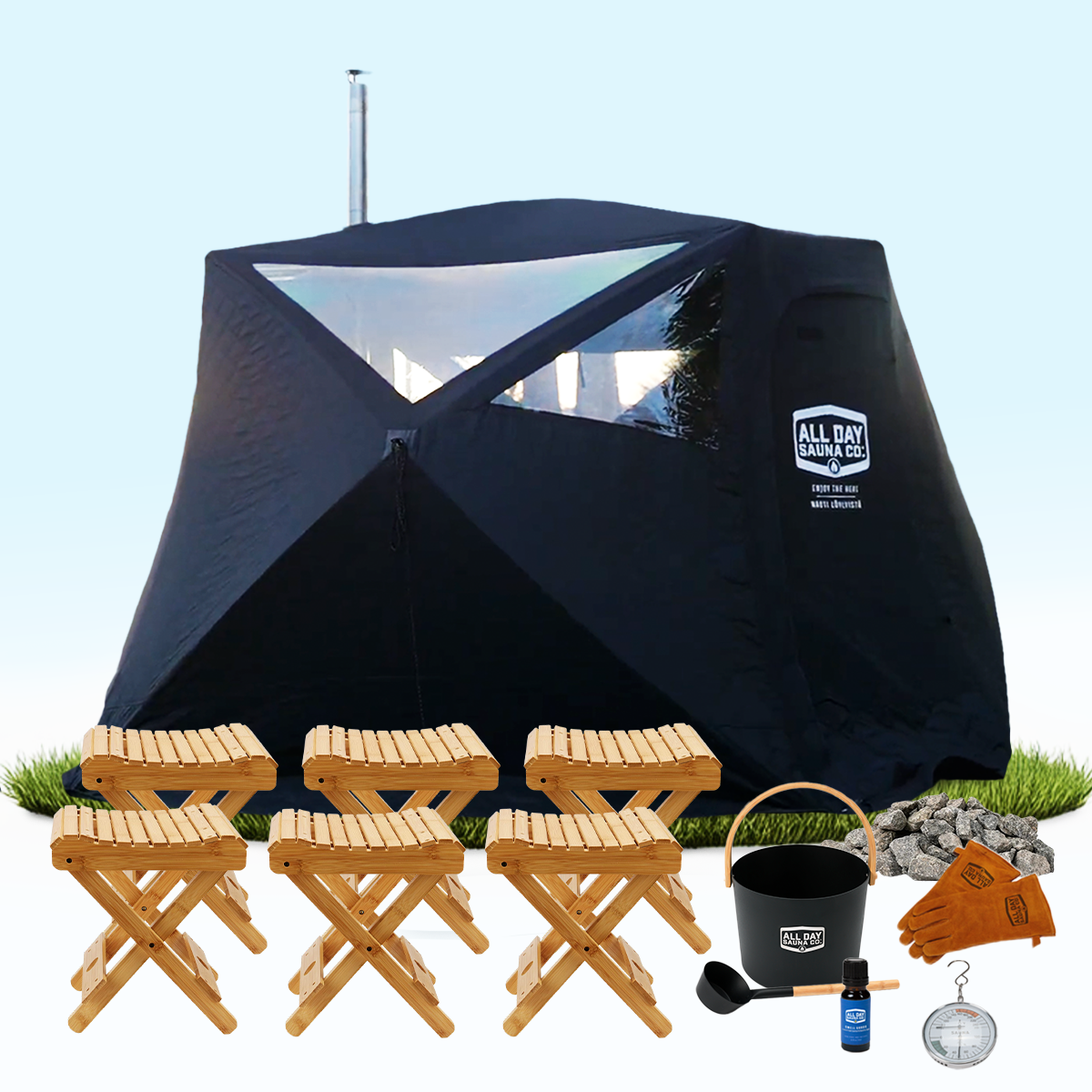 Deluxe Portable Outdoor Wood-Burning Sauna for Up to 6 People