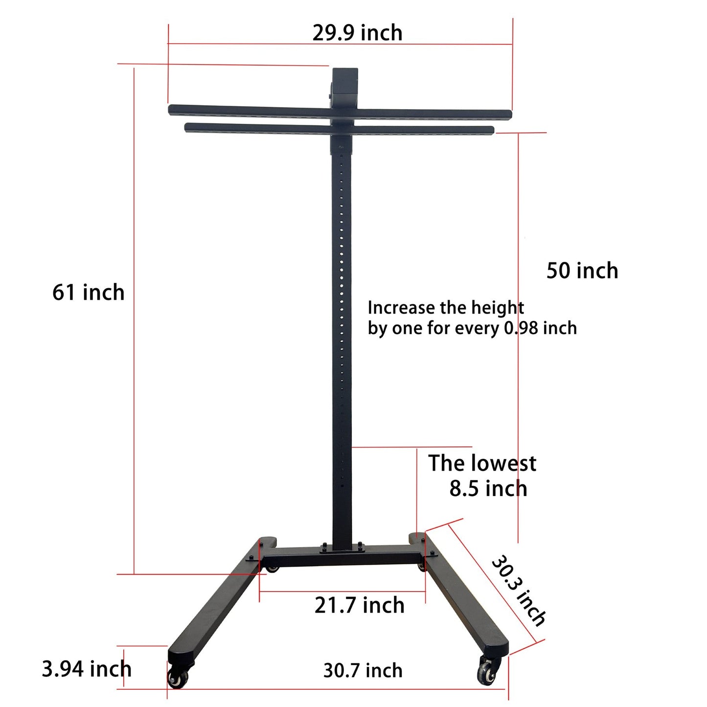 EXESAS Horizontal Rolling Stand for LED Light Panels | Adjustable Height | Compatible with EXESAS Panels