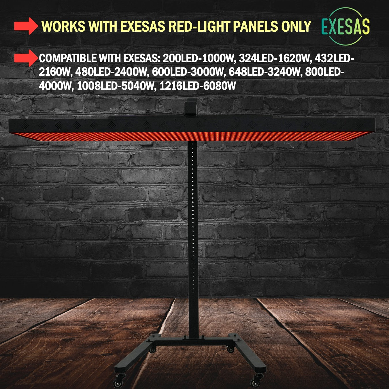 EXESAS Horizontal Rolling Stand for LED Light Panels | Adjustable Height | Compatible with EXESAS Panels