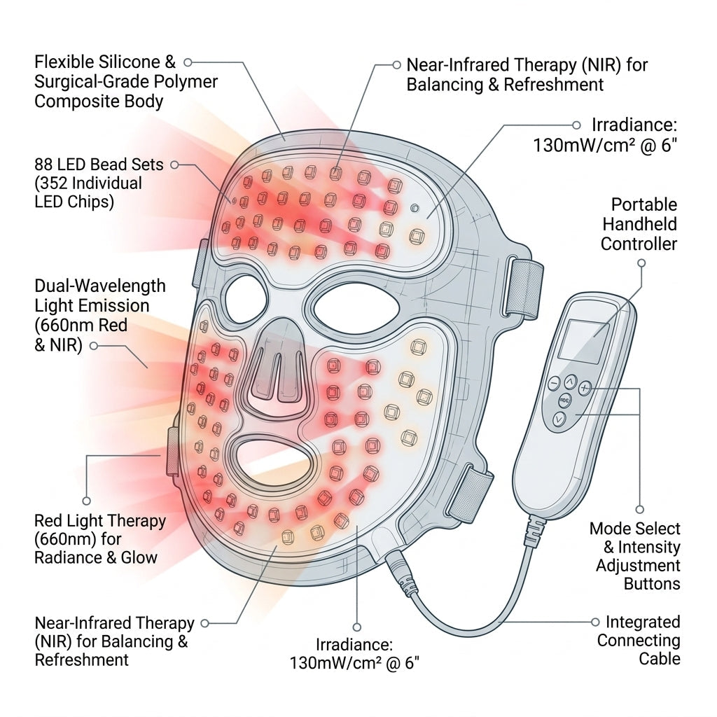 TheraGlow Mask2Go™ Red Light Therapy LED Face Mask — How It Works