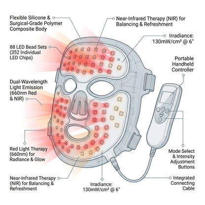 TheraGlow Mask2Go™ Red Light Therapy LED Face Mask — How It Works