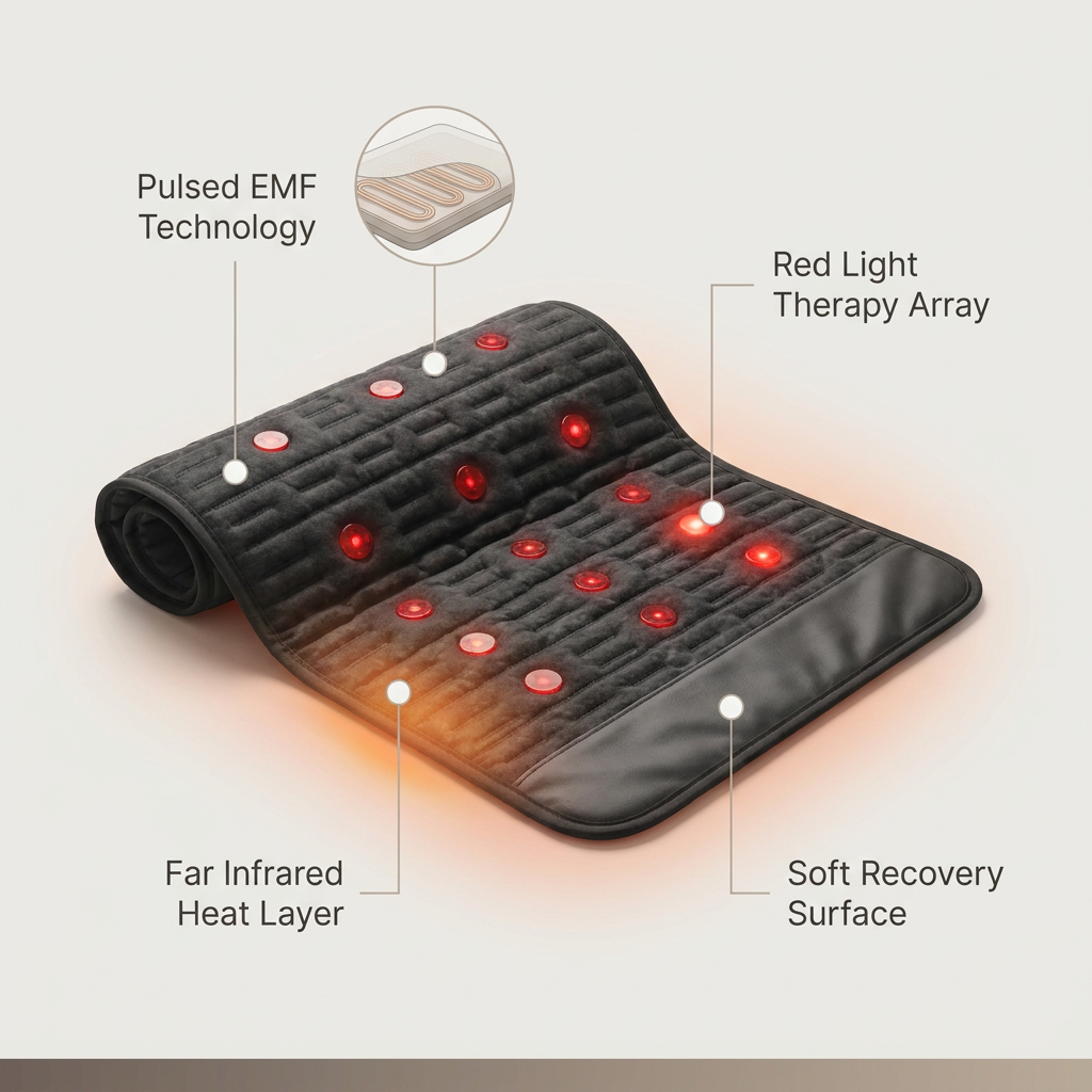 TheraPro™ PEMF, Infrared & Red Light Therapy Recovery Pad – Regular — infographic