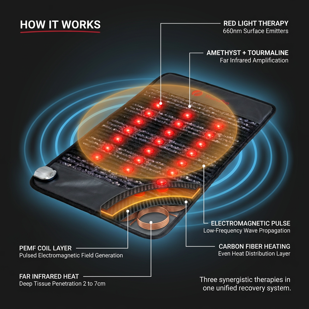 TheraPro™ PEMF, Infrared & Red Light Therapy Recovery Pad – Regular — How It Works