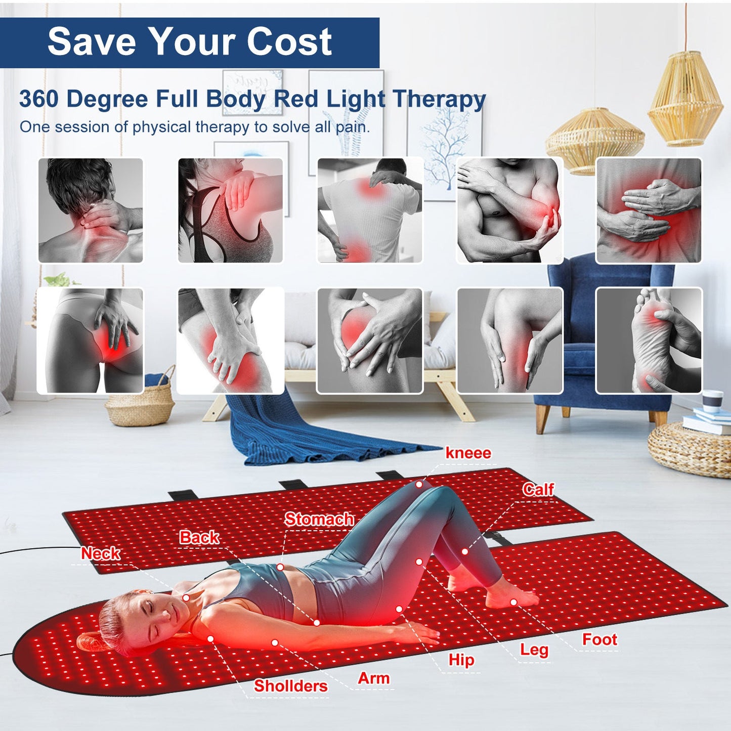 Red & Infrared Light Therapy Pad | Full-Body Light Therapy Pad | 601W