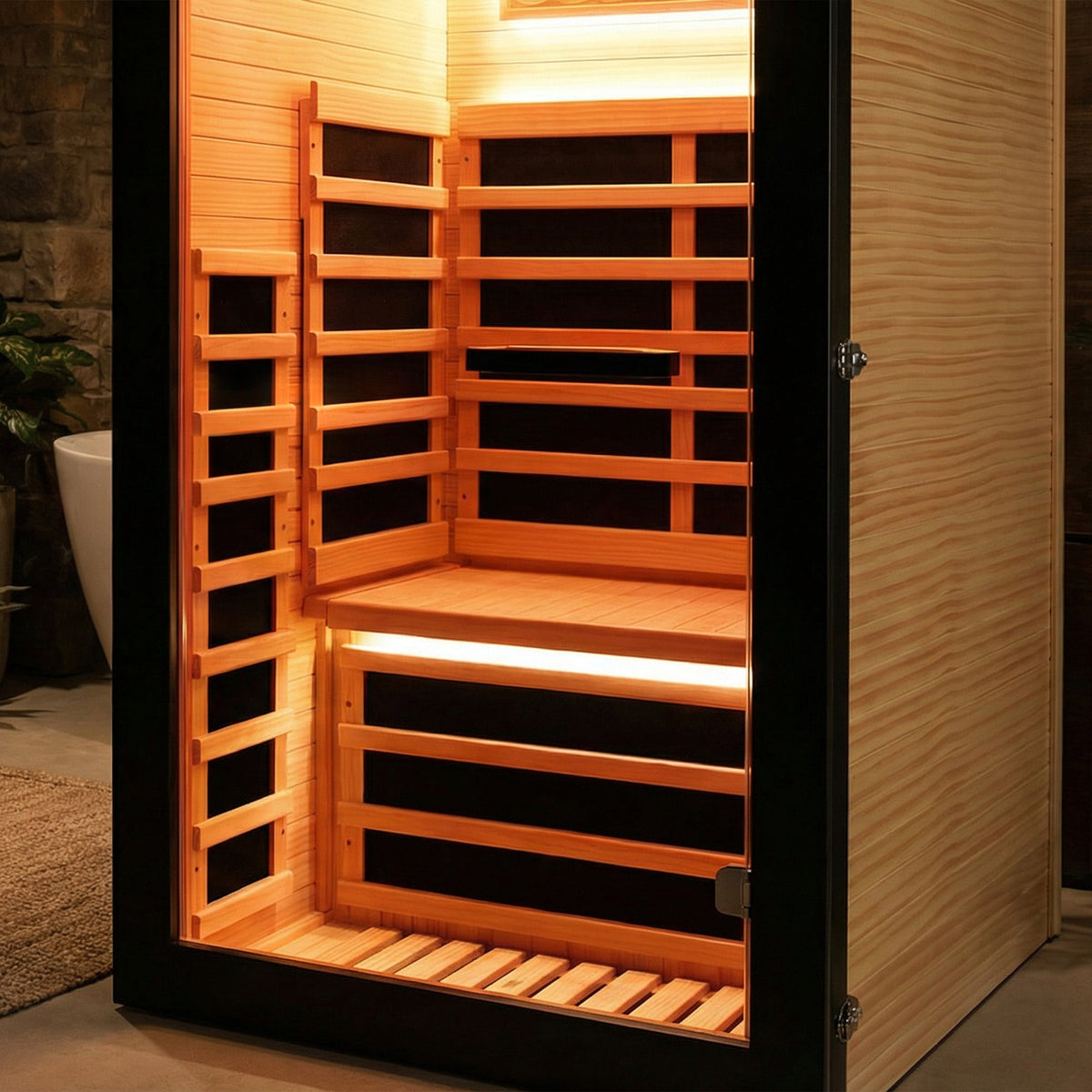 1-Person Chilean Pine Sauna Cabin with 8 Heating Plates