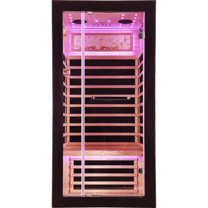 HOSAUNA 1-Person Hemlock Sauna with Starlight Ceiling